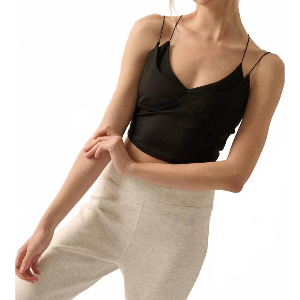 NEW PROMISE elevate layered rib-knit cami top in black